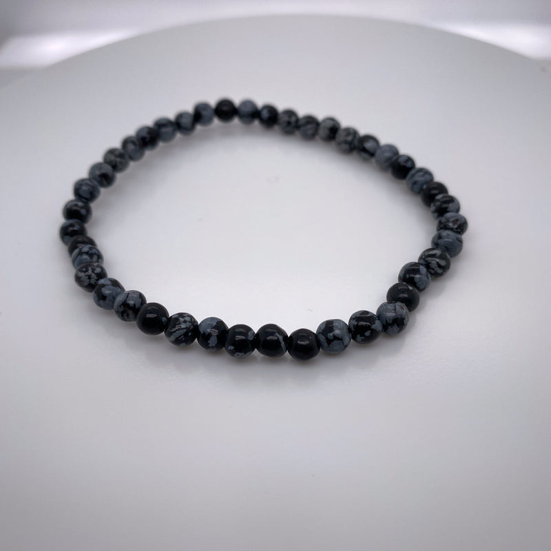 Obsidian Snowflake Stretch Bracelet Small