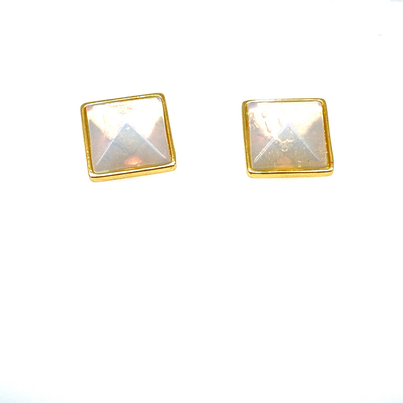 Opalite Square Earrings in Yellow