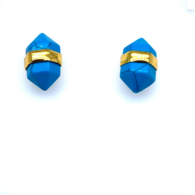 Turquoise Bullet Earrings in Yellow