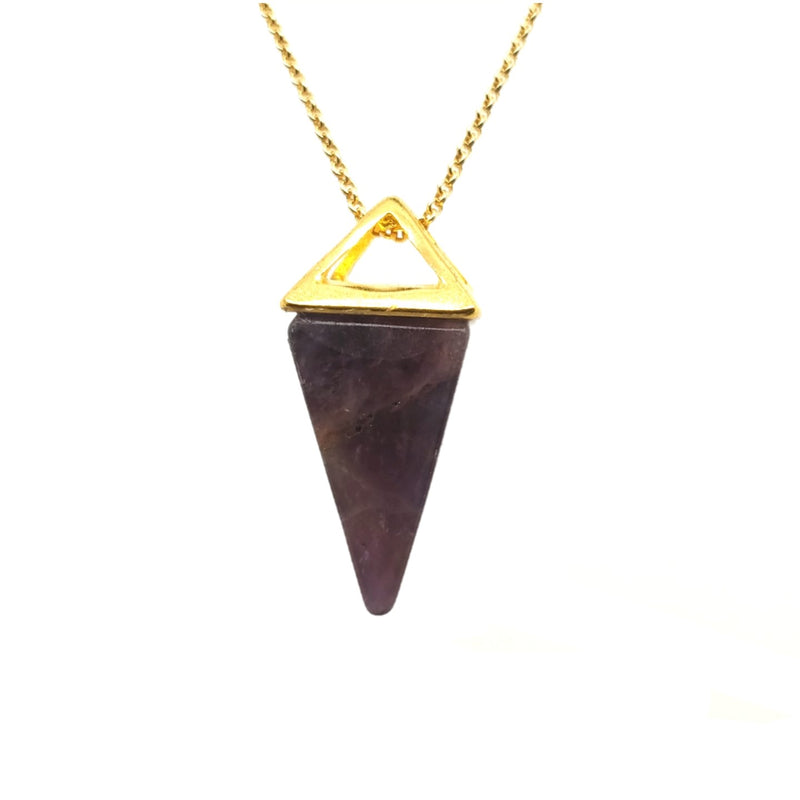 Amethyst Pyramid Necklace in Yellow