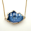 Blue Agate Druzy Necklace in Yellow