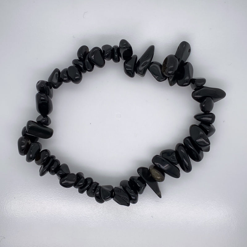 Obsidian Chips Stretch Bracelet