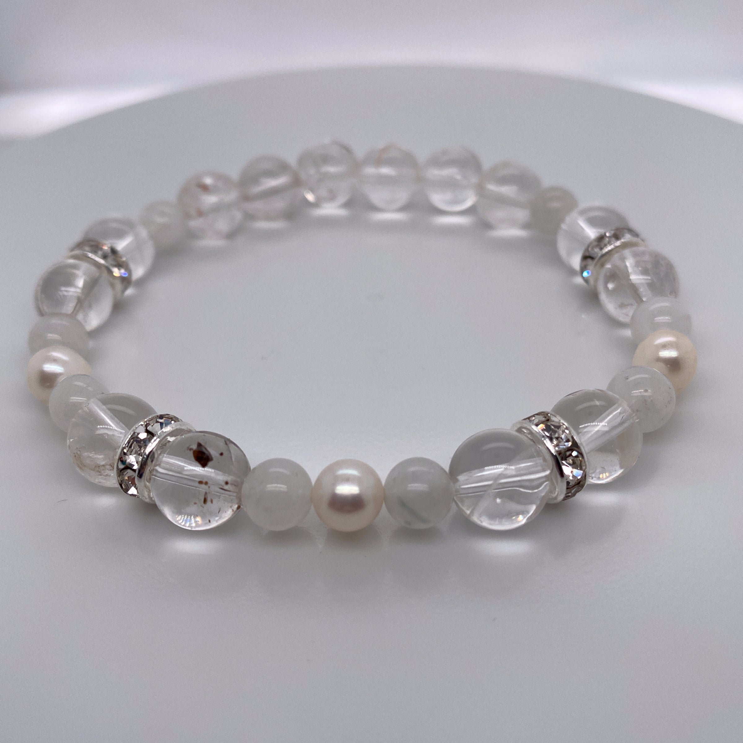 Clear Quartz Chip Healing Bracelet With Silver Toggle Clasp