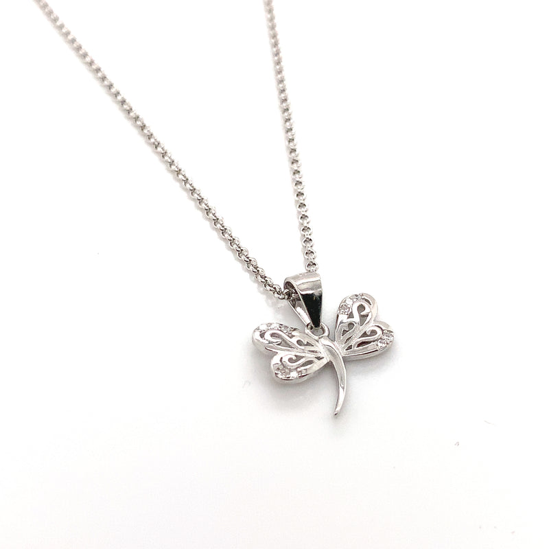 Sterling Silver Dragonfly Necklace & Earring Set