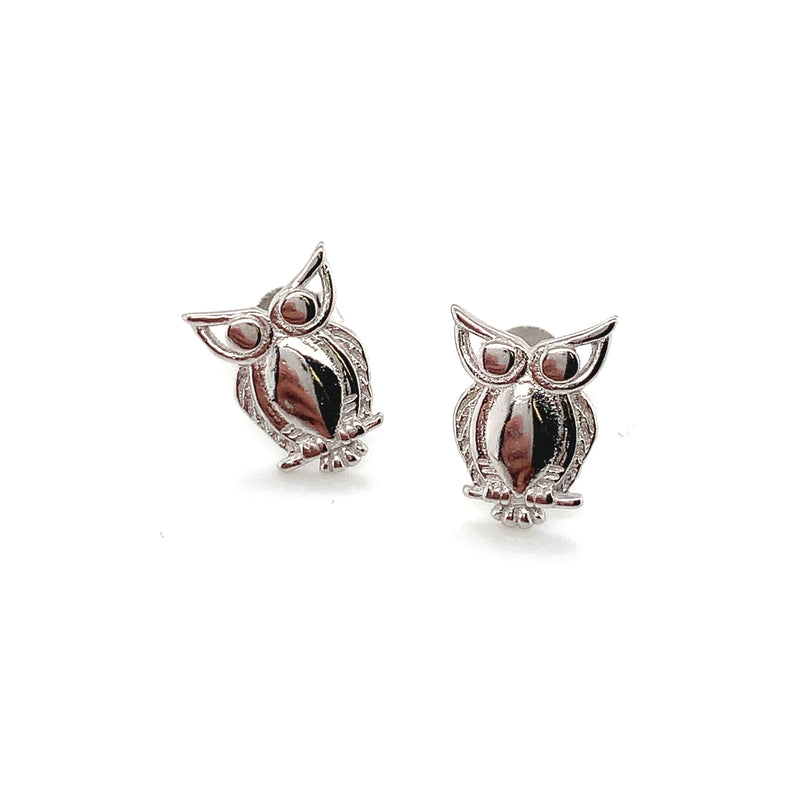 Sterling Silver Owl Necklace & Earring Set