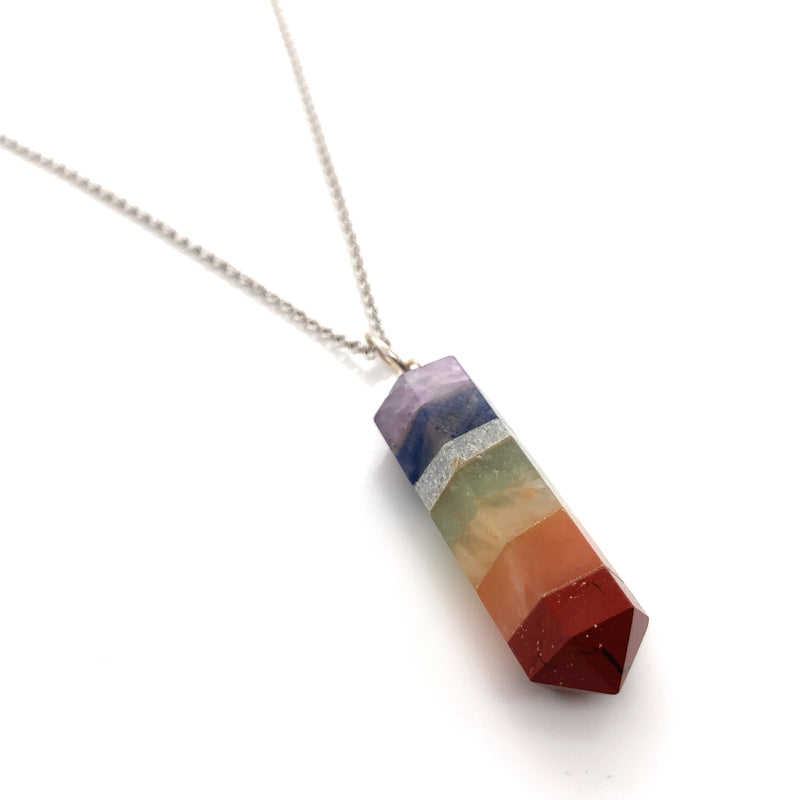 Chakra Pencil Joint Layer Necklace 36"