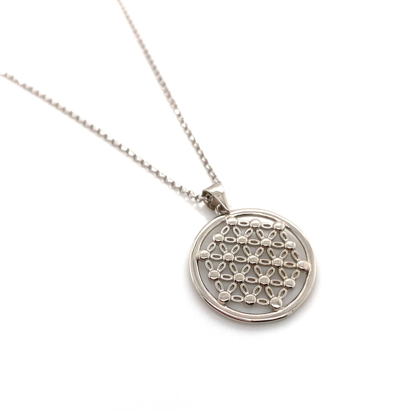 Sterling Silver Flower of Life Necklace 18"